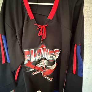 Black and Red Flames Hockey Jersey
